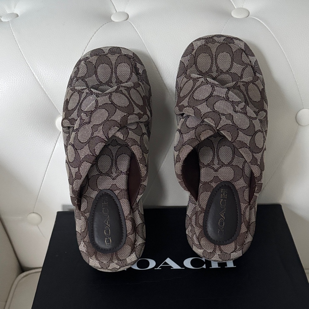 Coach Penelope BubblePlatform Signature Brown Slide Sandals - Picture 8 of 11